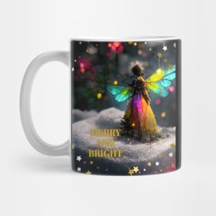 Colorful Christmas Fairy on A Winter Snowy Night Mug